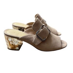 🌺MARC FISHER Rima Mirror Block Heel Mule Sandals in Blush Size 7🌺